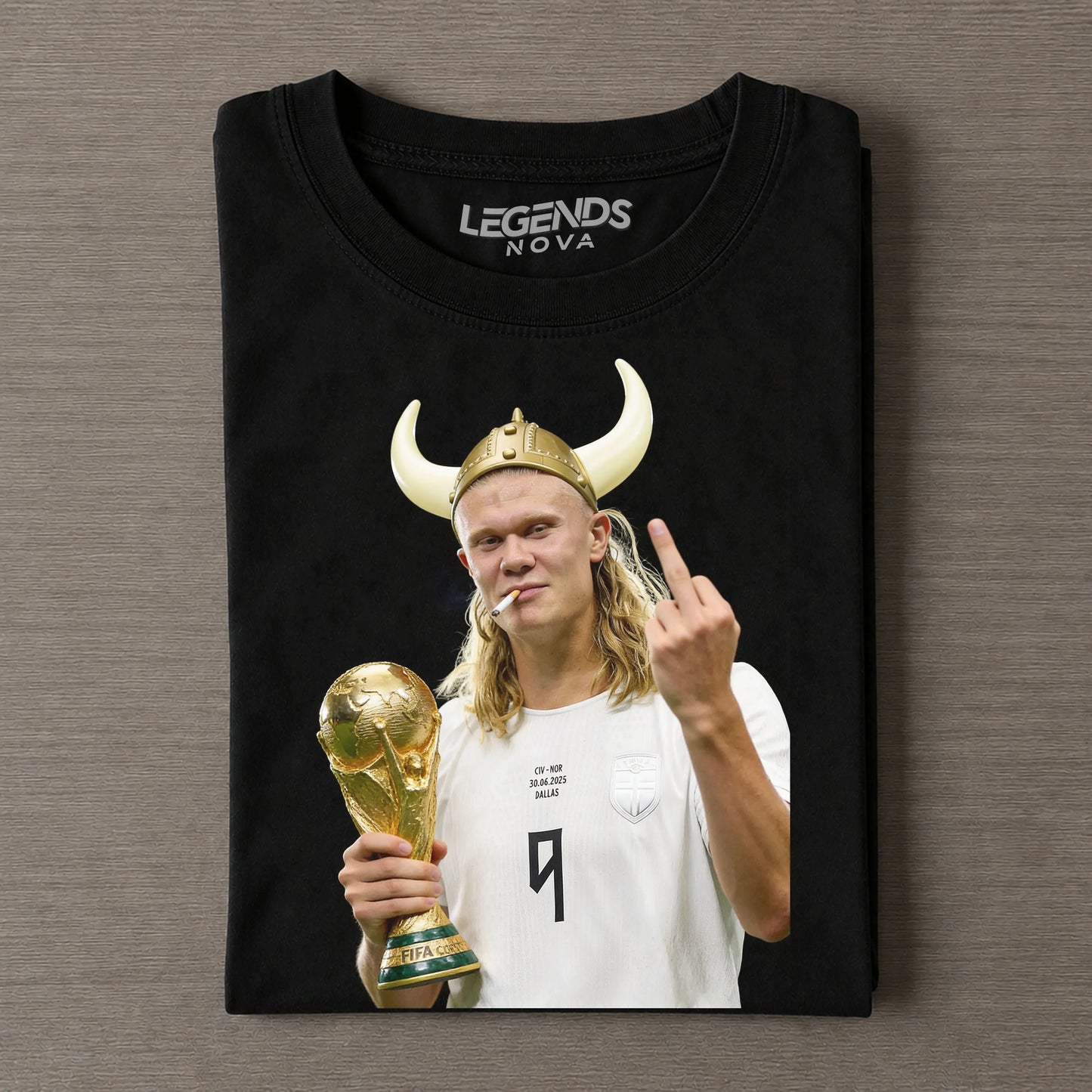 Erling Haaland Viking Horn Helmet World Cup Champion Graphic Tee