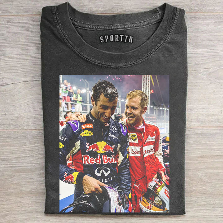 Ricciardo & Vettel 90s F1 Legends Classic Retro T-shirt
