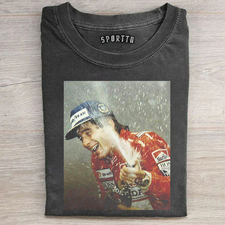 Legend in Champagne Rain - Senna's Victory Moment T-shirt