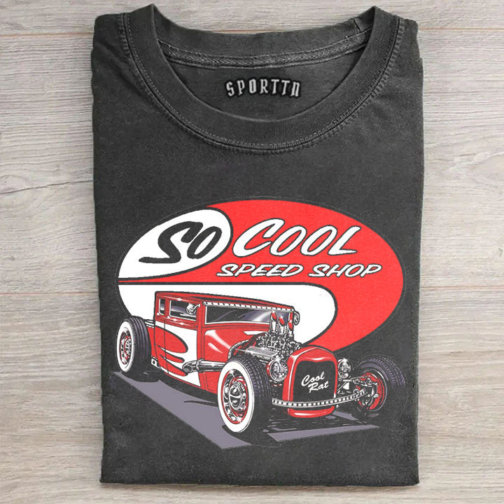 Retro Hot Rod Speed Shop Print T-Shirt