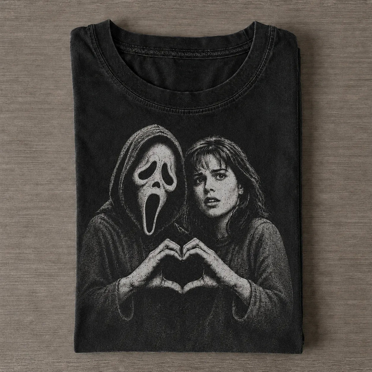 Halloween Ghostface Scream Horror Movie Heart Vintage Tee