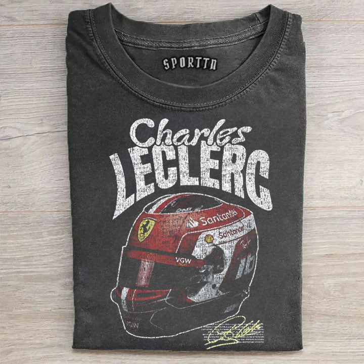 "F1 Racing - Leclerc Helmet" Washed Tee