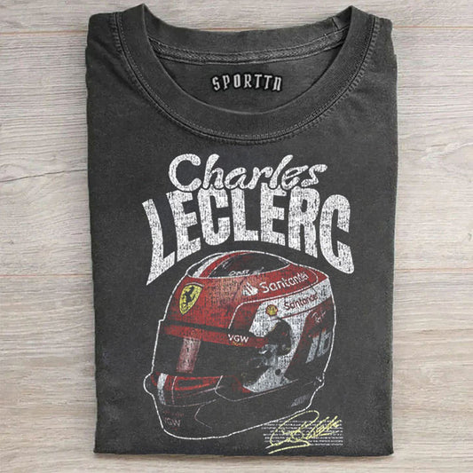 "F1 Racing - Leclerc Helmet" Washed Tee