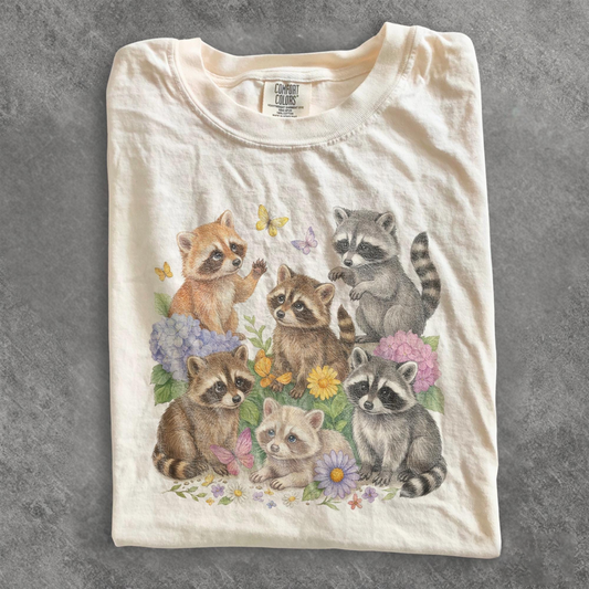 Cute Floral Raccoon Animal Lover T-shirt