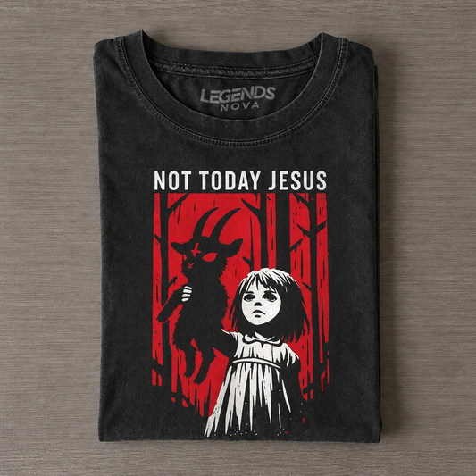 "Not Today Jesus" Baphomet Goat Design Gothic Unisex Graphic T-Shirt