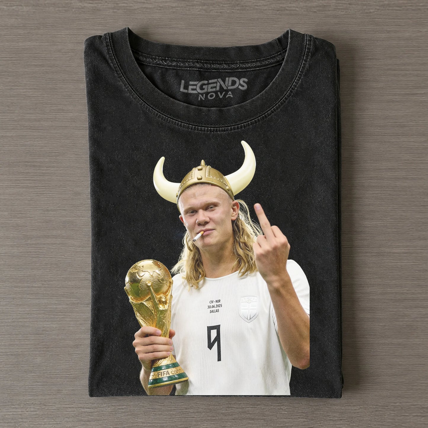 Erling Haaland Viking Horn Helmet World Cup Champion Graphic Tee