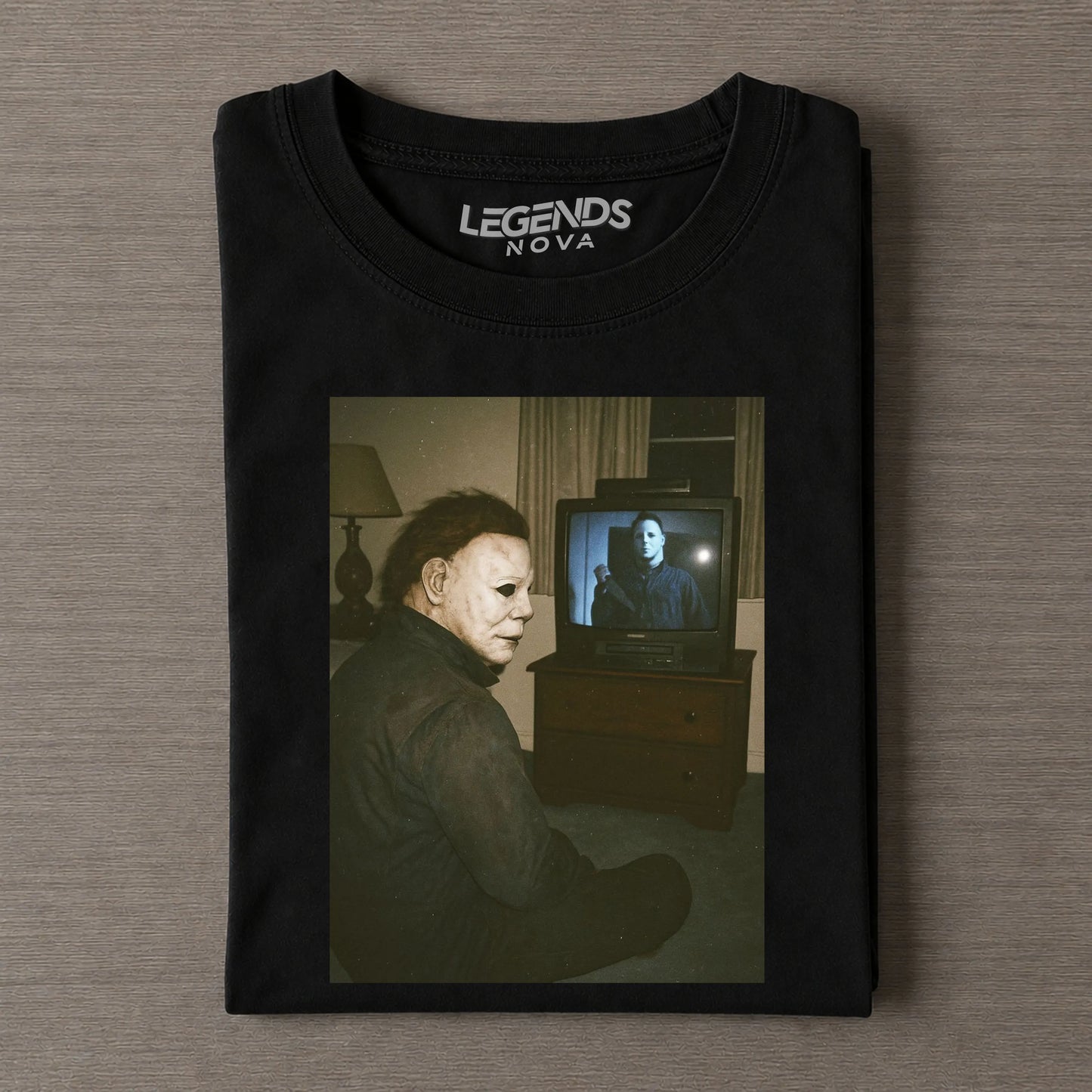 Michael Myers Watching Horror Movie Vintage Tee