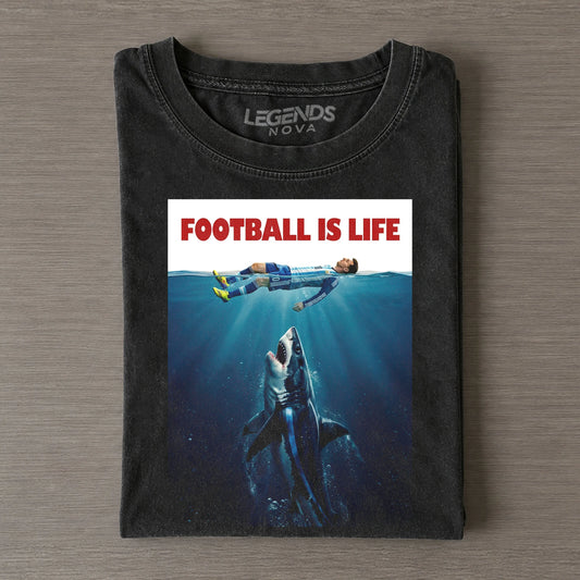 Football Is Life Messi Underwater Shark Vintage Soccer VI Tee