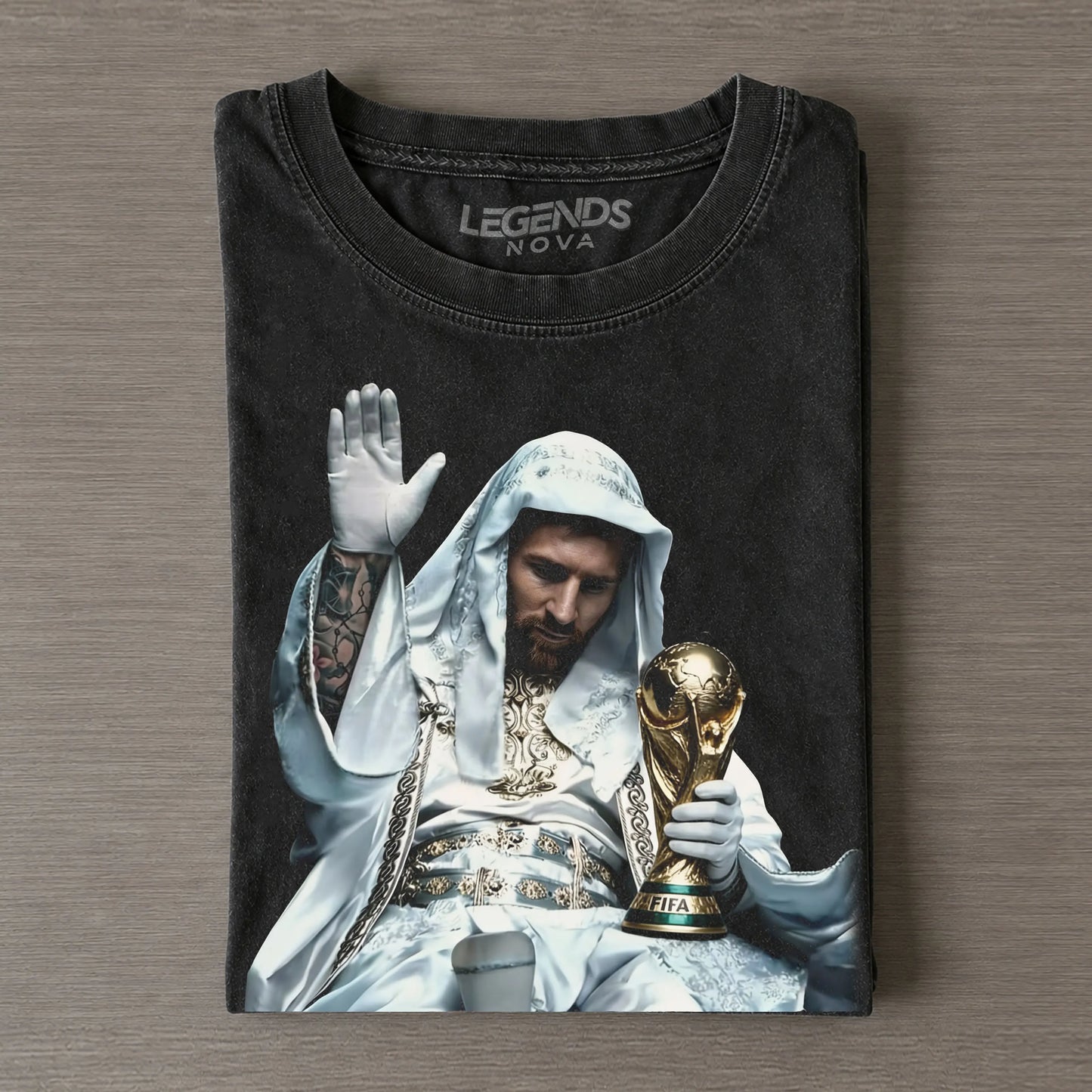 King Baldwin IV & Football GOAT Messi Collage Graphic Vintage T-Shirt