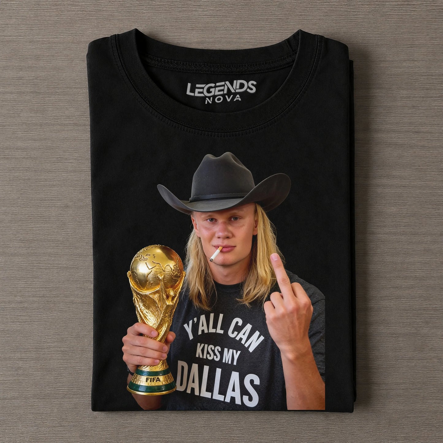 Cowboy Haaland World Cup Middle Finger Vintage Washed T-Shirt