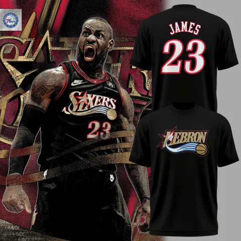 Black LeBron James x Philadelphia 76ers Logo T-Shirt